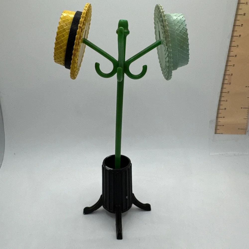 Vintage Hat Rack 2 Hats Salt & Pepper Shakers Toothpick Holder Metal & Plastic